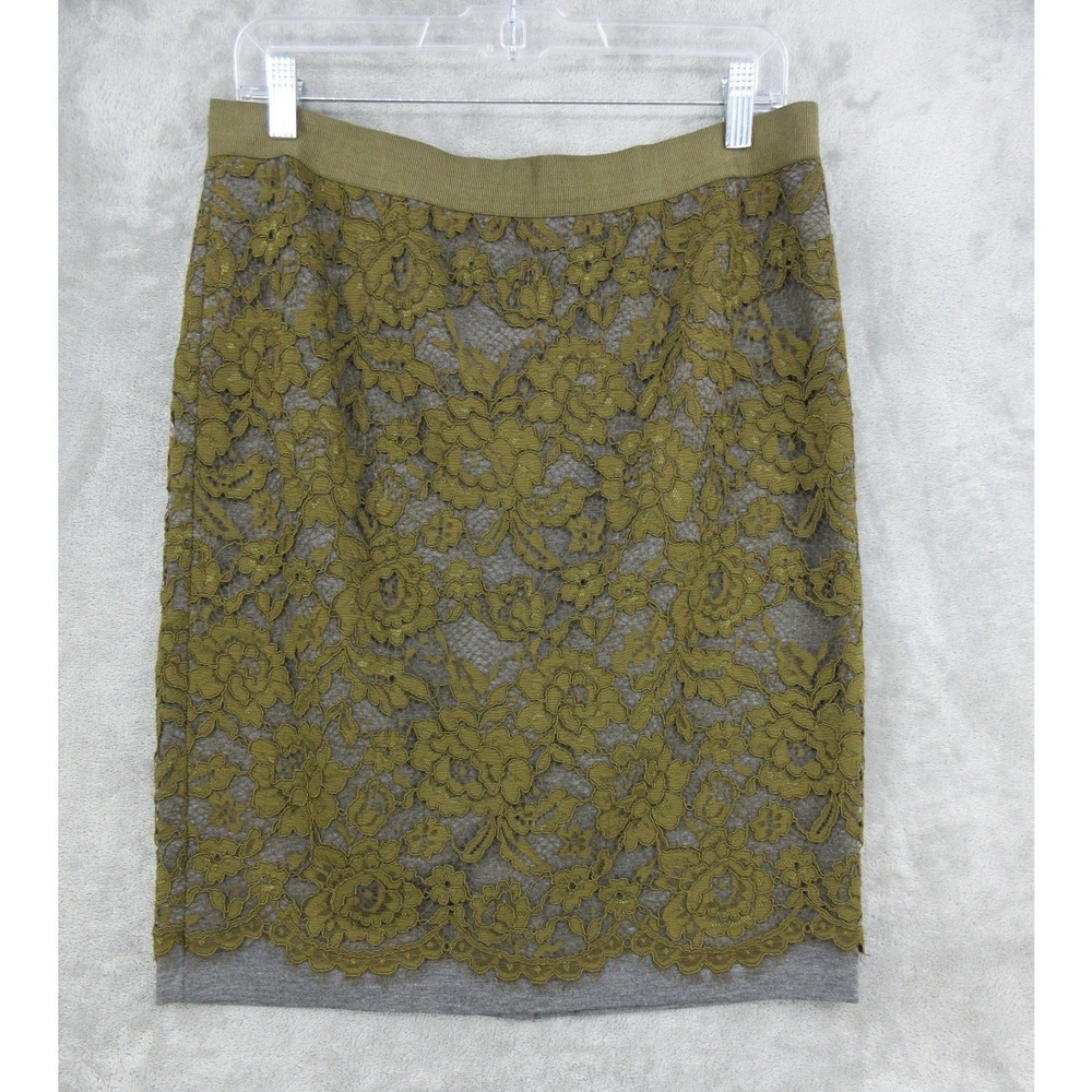 LOFT Skirt Womens Size 10 Sheer Floral Lace Overlay Pencil Straight Romantic Zip